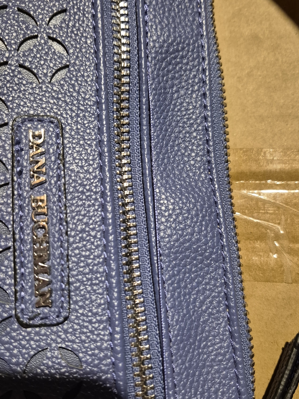 Dana Buchman Perforated Leather Wristlet / Handbag- Blue(purple) - Picture 4 of 4